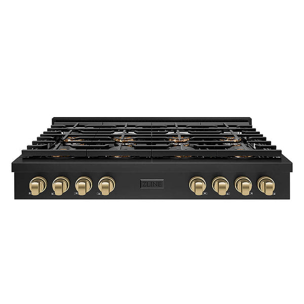 ZLINE Autograph Edition 48 in. Paramount Gas Rangetop with 8 Burner DuoPro™ Cooktop in Black Stainless Steel and Champagne Bronze Accents, Open Box-Good Condition