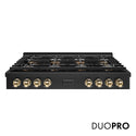 ZLINE Autograph Edition 48 in. Paramount Gas Rangetop with 8 Burner DuoPro™ Cooktop in Black Stainless Steel and Polished Gold Accents, Open Box-Great Condition