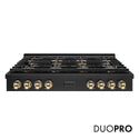 ZLINE Autograph Edition 48 in. Paramount Gas Rangetop with 8 Burner DuoPro™ Cooktop in Black Stainless Steel and Polished Gold Accents, Open Box-Good Condition