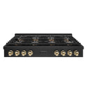 ZLINE Autograph Edition 48 in. Paramount Gas Rangetop with 8 Burner DuoPro™ Cooktop in Black Stainless Steel and Polished Gold Accents, Open Box-Good Condition
