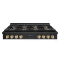 ZLINE Autograph Edition 48 in. Paramount Gas Rangetop with 8 Burner DuoPro™ Cooktop in Black Stainless Steel and Polished Gold Accents, Open Box-Great Condition