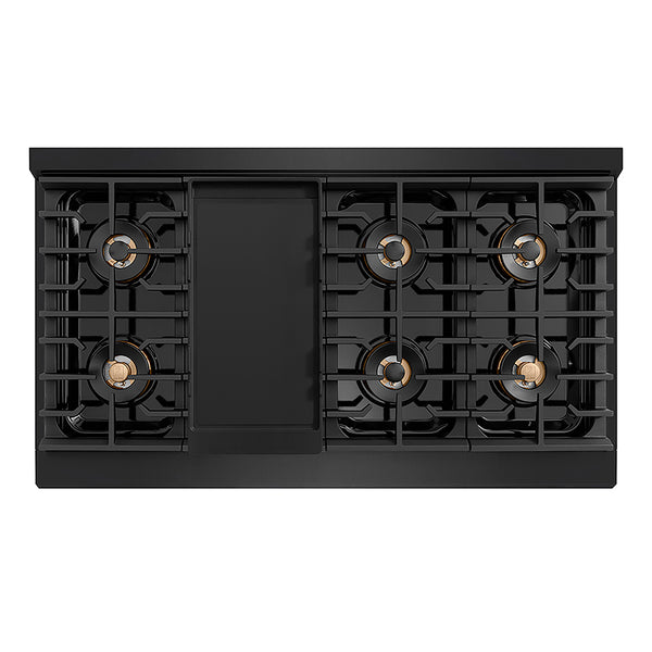 ZLINE Autograph Edition 48 in. Paramount Gas Rangetop with 8 Burner DuoPro™ Cooktop in Black Stainless Steel and Polished Gold Accents, Open Box-Great Condition