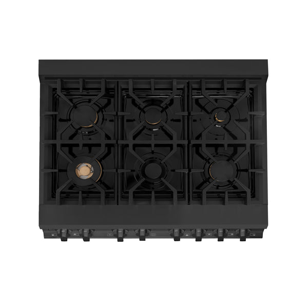 ZLINE 36 in. Black Stainless 4.6 cu.ft. 6 Gas Burner/Electric Oven Range (RAB-BR-36)