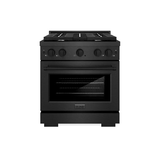 ZLINE 30 in. 4.2 cu. ft. Paramount Dual Fuel Range with 4 Burner Gas Cooktop and Electric Convection Oven in Black Satin Stainless Steel, Open Box-Great Condition