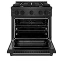 ZLINE 30 in. 4.2 cu. ft. Paramount Dual Fuel Range with 4 Burner Gas Cooktop and Electric Convection Oven in Black Satin Stainless Steel (SDRBS-30)