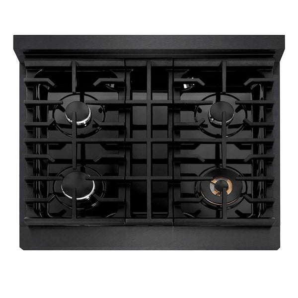 ZLINE 30 in. 4.2 cu. ft. Paramount Dual Fuel Range with 4 Burner Gas Cooktop and Electric Convection Oven in Black Satin Stainless Steel, Open Box-Good Condition