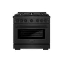ZLINE 36 in. 5.2 cu. ft. Paramount Dual Fuel Range with 6 Burner Gas Cooktop and Electric Convection Oven in Black Satin Stainless Steel, Open Box-Good Condition