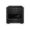 ZLINE 36 in. 5.2 cu. ft. Paramount Dual Fuel Range with 6 Burner Gas Cooktop and Electric Convection Oven in Black Satin Stainless Steel, Open Box-Great Condition