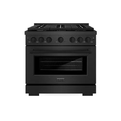 ZLINE 36 in. 5.2 cu. ft. Paramount Dual Fuel Range with 6 Burner Gas Cooktop and Electric Convection Oven in Black Satin Stainless Steel, Open Box-Great Condition