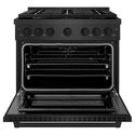 ZLINE 36 in. 5.2 cu. ft. Paramount Dual Fuel Range with 6 Burner Gas Cooktop and Electric Convection Oven in Black Satin Stainless Steel, Open Box-Great Condition