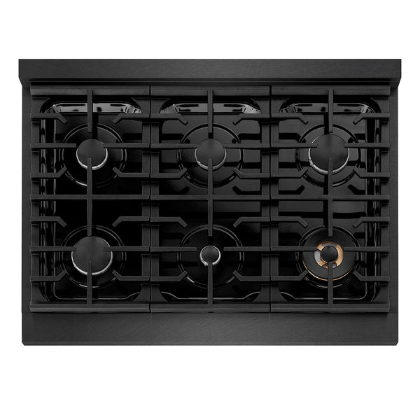 ZLINE 36 in. 5.2 cu. ft. Paramount Dual Fuel Range with 6 Burner Gas Cooktop and Electric Convection Oven in Black Satin Stainless Steel (SDRBS-36)