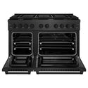 ZLINE 48 in. 6.7 cu. ft. Paramount Double Oven Dual Fuel Range with 8 Burner Gas Cooktop in Black Satin Stainless Steel (SDRBS-48)