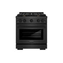 ZLINE 30 in. 4.2 cu. ft. Paramount Dual Fuel Range with Gas Cooktop and Electric Convection Oven in Black Satin Stainless Steel with 4 Brass Burners (SDRBS-BR-30)
