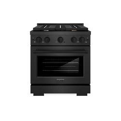 ZLINE 30 in. 4.2 cu. ft. Paramount Dual Fuel Range with Gas Cooktop and Electric Convection Oven in Black Satin Stainless Steel with 4 Brass Burners (SDRBS-BR-30)