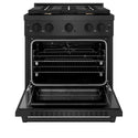 ZLINE 30 in. 4.2 cu. ft. Paramount Dual Fuel Range with Gas Cooktop and Electric Convection Oven in Black Satin Stainless Steel with 4 Brass Burners (SDRBS-BR-30)