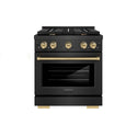 ZLINE Autograph Edition 30 in. 4.2 cu. ft. Paramount Dual Fuel Range with 4 Burner Gas Cooktop and Electric Convection Oven in Black Satin Stainless Steel with Champagne Bronze Accents, Open Box-Great Condition