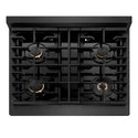 ZLINE Autograph Edition 30 in. 4.2 cu. ft. Paramount Dual Fuel Range with 4 Burner Gas Cooktop and Electric Convection Oven in Black Satin Stainless Steel with Champagne Bronze Accents, Open Box-Good Condition