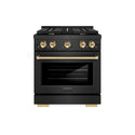 ZLINE Autograph Edition 30 in. 4.2 cu. ft. Paramount Dual Fuel Range with 4 Burner Gas Cooktop and Electric Convection Oven in Black Satin Stainless Steel with Polished Gold Accents (SDRBSZ-30-G)