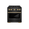 ZLINE Autograph Edition 30 in. 4.2 cu. ft. Paramount Dual Fuel Range with 4 Burner Gas Cooktop and Electric Convection Oven in Black Satin Stainless Steel with Polished Gold Accents, Open Box-Good Condition