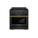 ZLINE Designer Collection 30 in. 4.2 cu. ft. Paramount Dual Fuel Range with 4 Burner Gas Cooktop and Electric Convection Oven in Black Satin Stainless Steel with Matte Black and Champagne Bronze Accents, Open Box-Good Condition