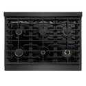 ZLINE Designer Collection 36 in. 5.2 cu. ft. Paramount Dual Fuel Range with 6 Burner Gas Cooktop and Electric Convection Oven in Black Satin Stainless Steel with Matte Black and Champagne Bronze Accents, Open Box-Great Condition