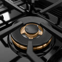 ZLINE Autograph Edition 48 in. 6.7 cu. ft. Paramount Double Oven Dual Fuel Range with 8 Burner Gas Cooktop in Black Satin Stainless Steel and Polished Gold Accents (SDRBSZ-48-G)
