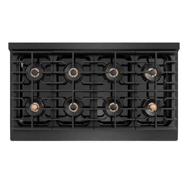 ZLINE Autograph Edition 48 in. 6.7 cu. ft. Paramount Dual Fuel Range with 8 Burner DuoPro™ Cooktop and Dual Ovens in Black Satin Stainless Steel and Polished Gold Accents, Open Box-Good Condition