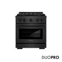 ZLINE 30 in. 4.2 cu. ft. Paramount Dual Fuel Range with 4 Burner DuoPro™ Cooktop and Electric Convection Oven in Black Satin Stainless Steel, Open Box-Great Condition