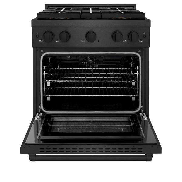 ZLINE 30 in. 4.2 cu. ft. Paramount Dual Fuel Range with 4 Burner DuoPro™ Cooktop and Electric Convection Oven in Black Satin Stainless Steel, Open Box-Great Condition