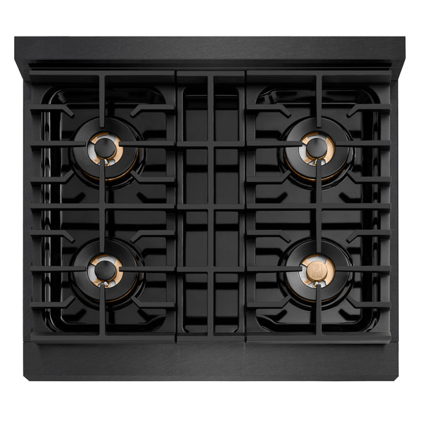 ZLINE 30 in. 4.2 cu. ft. Paramount Dual Fuel Range with 4 Burner DuoPro™ Cooktop and Electric Convection Oven in Black Satin Stainless Steel, Open Box-Great Condition