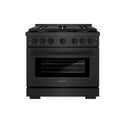 ZLINE 36 in. 5.2 cu. ft. Paramount Dual Fuel Range with 6 Burner DuoPro™ Cooktop and Electric Convection Oven in Black Satin Stainless Steel, Open Box-Great Condition