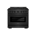 ZLINE 36 in. 5.2 cu. ft. Paramount Dual Fuel Range with 6 Burner DuoPro™ Cooktop and Electric Convection Oven in Black Satin Stainless Steel, Open Box-Good Condition