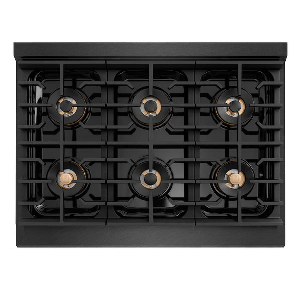 ZLINE 36 in. 5.2 cu. ft. Paramount Dual Fuel Range with 6 Burner DuoPro™ Cooktop and Electric Convection Oven in Black Satin Stainless Steel, Open Box-Great Condition