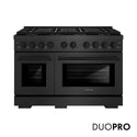 ZLINE 48 in. 6.7 cu. ft. Paramount Dual Fuel Range with 8 Burner DuoPro™ Cooktop and Dual Ovens in Black Satin Stainless Steel (PSDRBS-48)