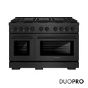 ZLINE 48 in. 6.7 cu. ft. Paramount Dual Fuel Range with 8 Burner DuoPro™ Cooktop and Dual Ovens in Black Satin Stainless Steel, Open Box-Good Condition