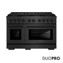 ZLINE 48 in. 6.7 cu. ft. Paramount Dual Fuel Range with 8 Burner DuoPro™ Cooktop and Dual Ovens in Black Satin Stainless Steel, Open Box-Great Condition