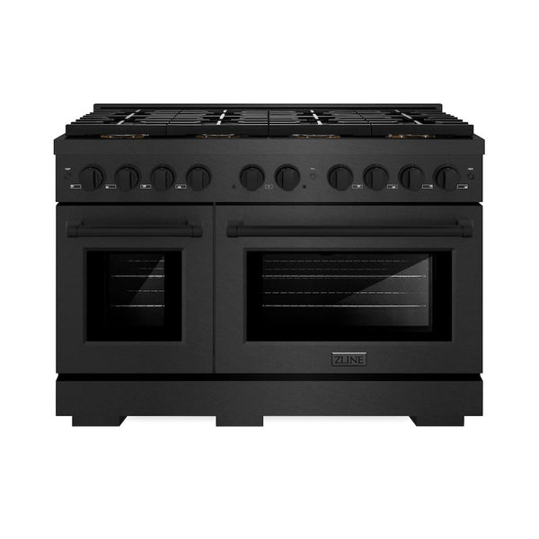 ZLINE 48 in. 6.7 cu. ft. Paramount Dual Fuel Range with 8 Burner DuoPro™ Cooktop and Dual Ovens in Black Satin Stainless Steel, Open Box-Good Condition