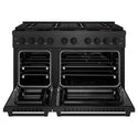 ZLINE 48 in. 6.7 cu. ft. Paramount Dual Fuel Range with 8 Burner DuoPro™ Cooktop and Dual Ovens in Black Satin Stainless Steel, Open Box-Great Condition