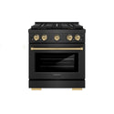 ZLINE Autograph Edition 30 in. 4.2 cu. ft. Paramount Dual Fuel Range with 4 Burner DuoPro™ Cooktop and Electric Convection Oven in Black Satin Stainless Steel and Champagne Bronze Accents, Open Box-Great Condition