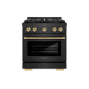 ZLINE Autograph Edition 30 in. 4.2 cu. ft. Paramount Dual Fuel Range with 4 Burner DuoPro™ Cooktop and Electric Convection Oven in Black Satin Stainless Steel and Champagne Bronze Accents, Open Box-Good Condition