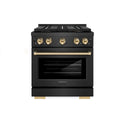 ZLINE Autograph Edition 30 in. 4.2 cu. ft. Paramount Dual Fuel Range with 4 Burner DuoPro™ Cooktop and Electric Convection Oven in Black Satin Stainless Steel and Polished Gold Accents, Open Box-Good Condition