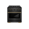 ZLINE Designer Collection 30 in. 4.2 cu. ft. Paramount Dual Fuel Range with 4 Burner DuoPro™ Cooktop and Electric Convection Oven in Black Satin Stainless Steel with Matte Black and Champagne Bronze Accents, Open Box-Good Condition