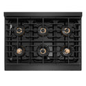 ZLINE Autograph Edition 36 in. 5.2 cu. ft. Paramount Dual Fuel Range with 6 Burner DuoPro™ Cooktop and Electric Convection Oven in Black Satin Stainless Steel and Polished Gold Accents, Open Box-Great Condition