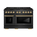 ZLINE Autograph Edition 48 in. 6.7 cu. ft. Paramount Dual Fuel Range with 8 Burner DuoPro™ Cooktop and Dual Ovens in Black Satin Stainless Steel and Champagne Bronze Accents, Open Box-Good Condition