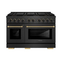 ZLINE Designer Collection 48 in. 6.7 cu. ft. Paramount Dual Fuel Range with 8 Burner DuoPro™ Cooktop and Dual Ovens in Black Satin Stainless Steel with Matte Black and Champagne Bronze Accents, Open Box-Good Condition