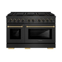 ZLINE Designer Collection 48 in. 6.7 cu. ft. Paramount Dual Fuel Range with 8 Burner DuoPro™ Cooktop and Dual Ovens in Black Satin Stainless Steel with Matte Black and Champagne Bronze Accents, Open Box-Great Condition