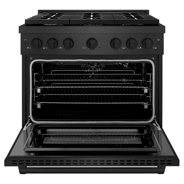 ZLINE 36 in. 5.2 cu. ft. Paramount Gas Range with 6 Burner Cooktop and Convection Gas Oven in Black Satin Stainless Steel (SGRBS-36)