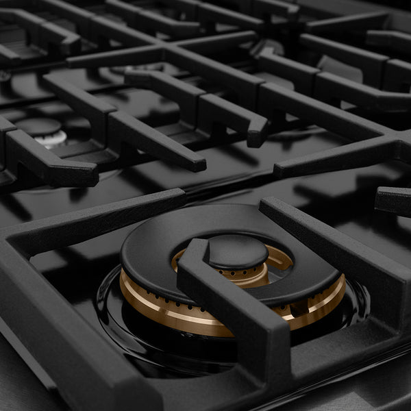 ZLINE 48 in. 6.7 cu. ft. Paramount Double Oven Gas Range with 8 Burner Cooktop in Black Satin Stainless Steel (SGRBS-48)