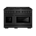ZLINE 48 in. 6.7 cu. ft. Paramount Double Oven Gas Range with 8 Burner Cooktop in Black Satin Stainless Steel (SGRBS-48)