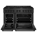 ZLINE 48 in. 6.7 cu. ft. Paramount Double Oven Gas Range with 8 Burner Cooktop in Black Satin Stainless Steel (SGRBS-48)